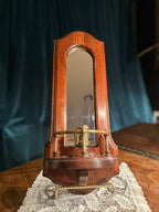 Italian Mirrored Wall Candle Sconce, c. 1950s–1960s | Federal Revival Wood & Brass Candleholder