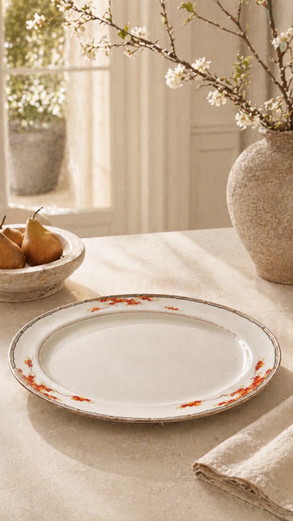 Vintage Autumn Maple Leaf Serving Platter c. 1980s