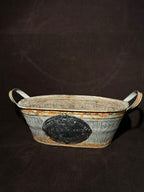 Vintage French Galvanized Metal Planter, Lyon Aviculture Prize d'Honneur 1957