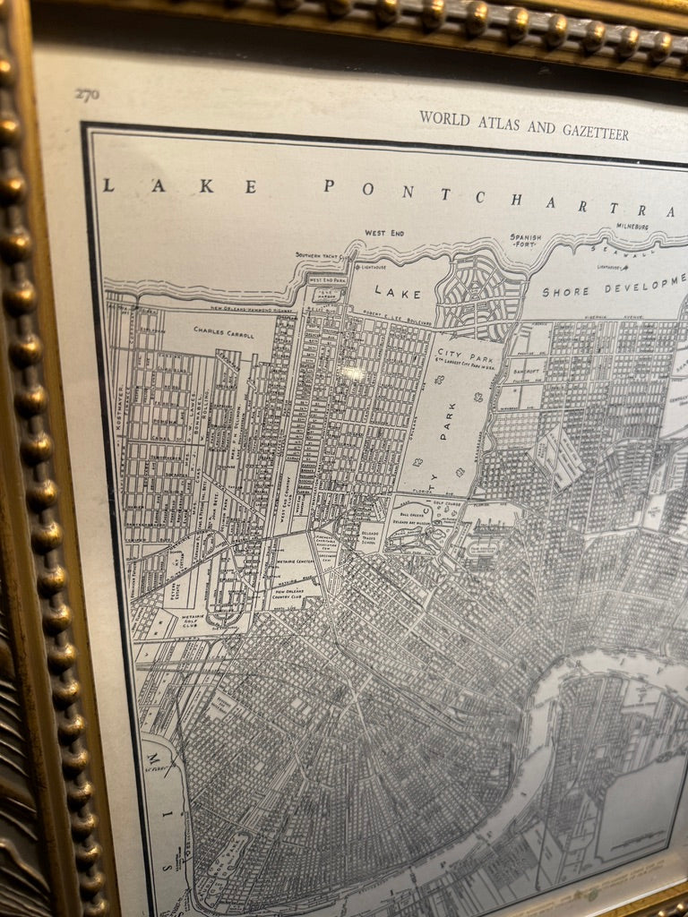 1939 New Orleans City Map | Lake Pontchartrain | Collier’s World Atlas Framed Print