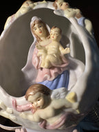 1940s Madonna and Child Ceramic Cherub Devotional Nightlight Lamp