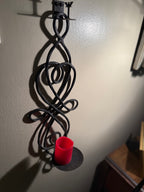 Pair of Antique Forged Iron Candle Wall Sconces, Gothic Revival / Arts & Crafts, c. 1890–1920