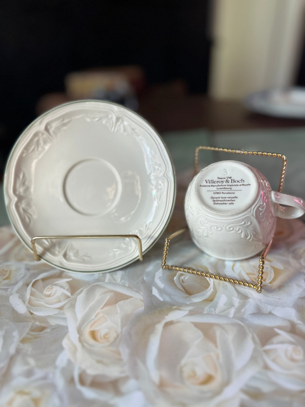 Villeroy & Boch Vitro-Porcelaine Cup & Saucer, Late 20th Century