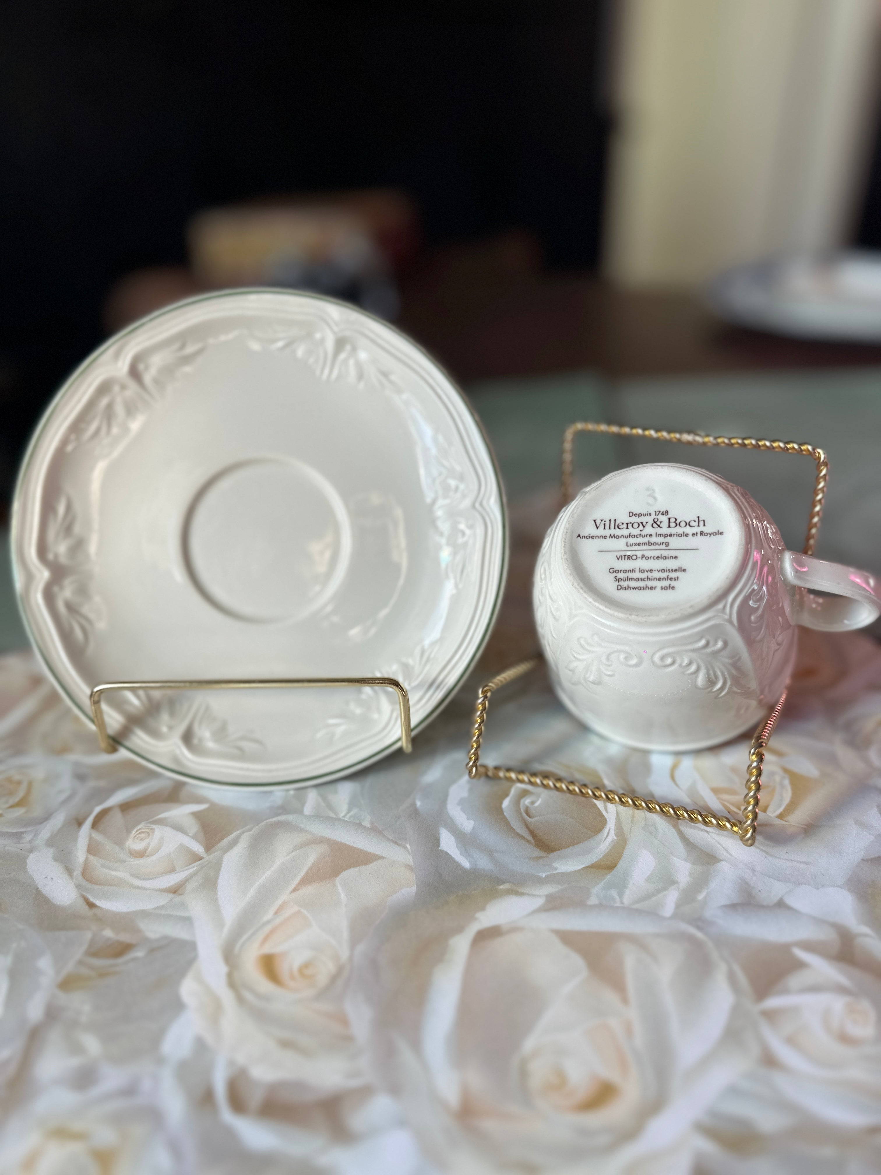 Villeroy & Boch Vitro-Porcelaine Cup & Saucer, Late 20th Century