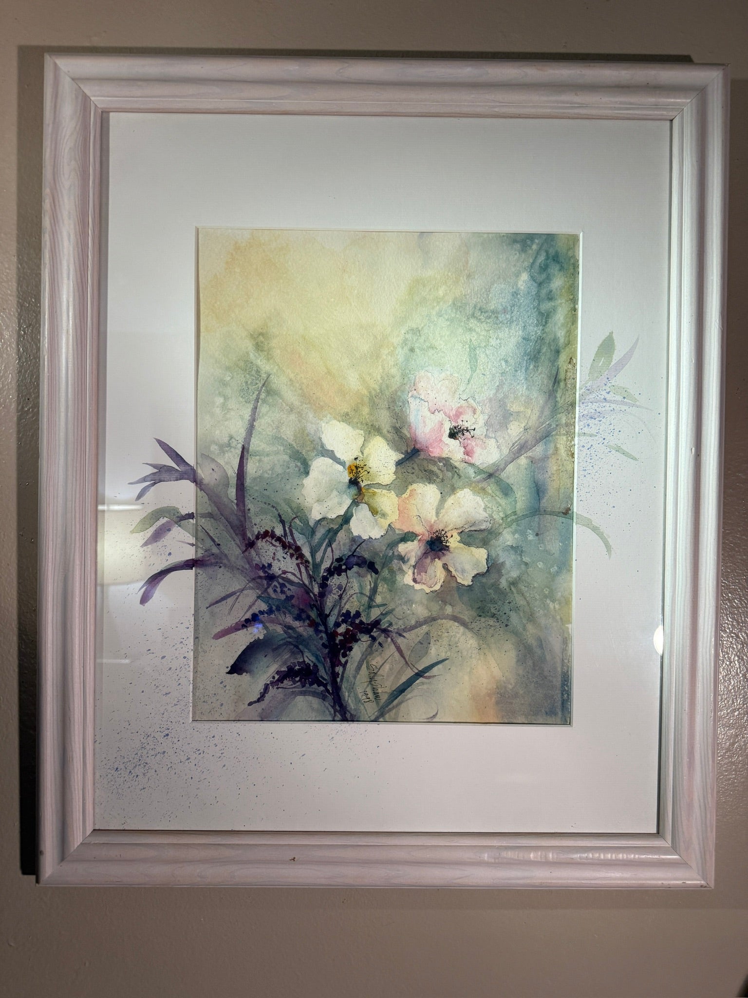 Original Watercolor by Sally Shaw (1998) Reno Artist Floral Painting
