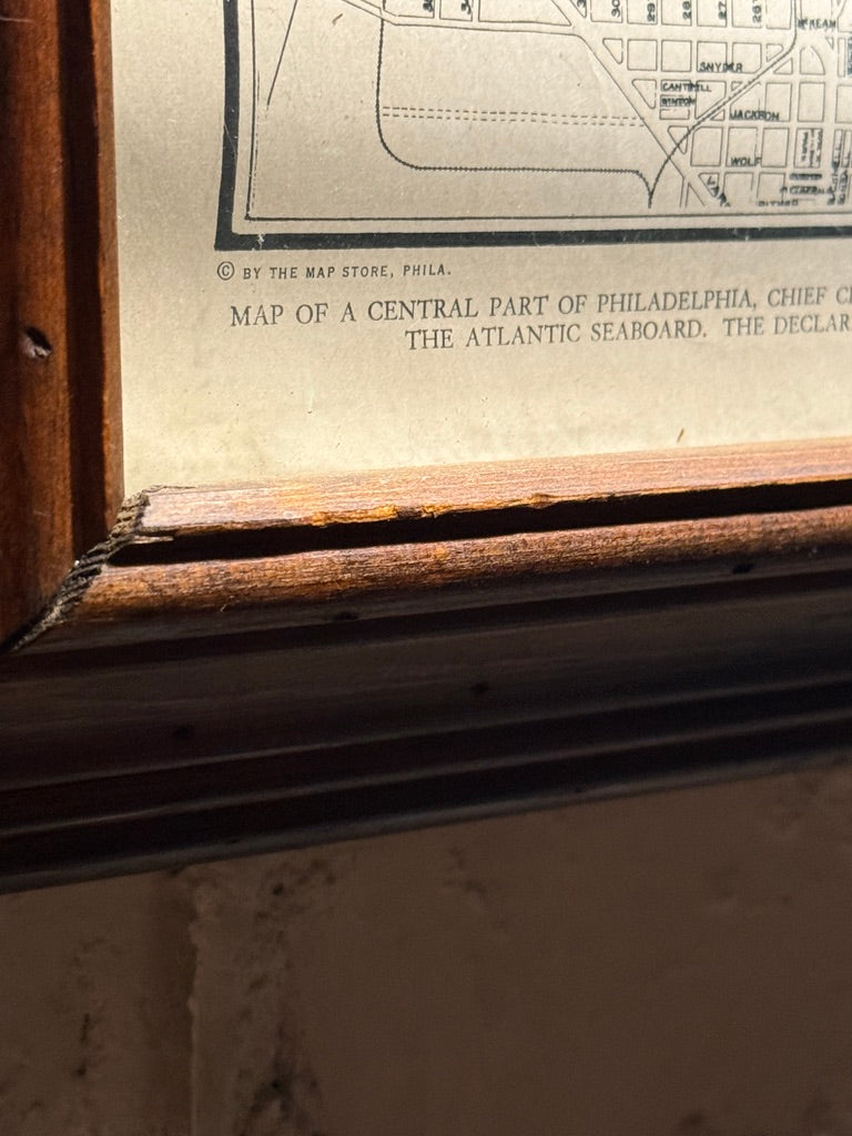 1939 Collier’s Map of Philadelphia | Framed City Map in Antique Wood Frame