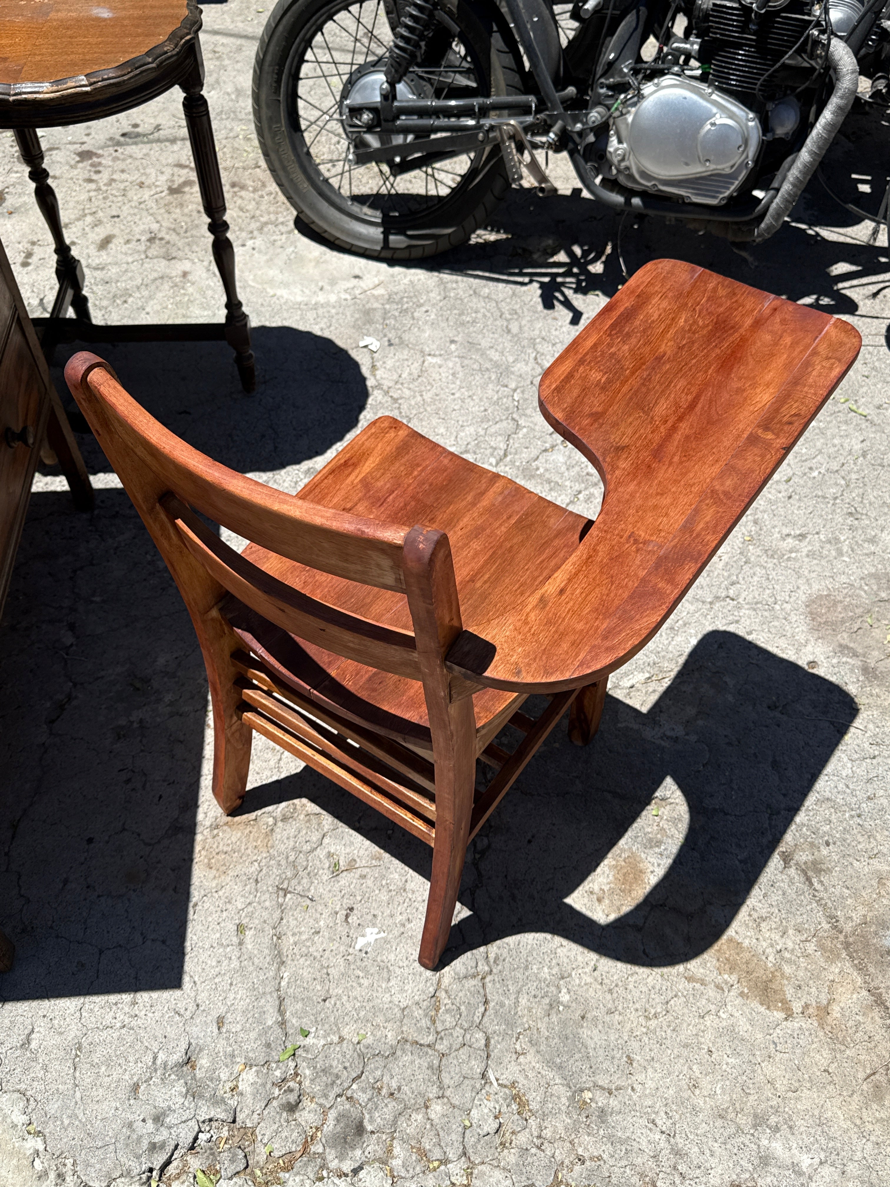 Restored Vintage School Desk Chair with Writing Tablet, c. Mid-20th Century