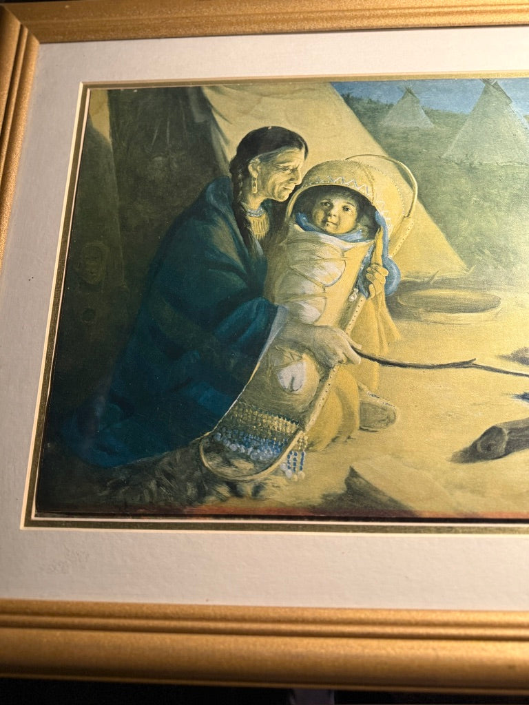 C. 1909 Chromolithograph by Wolf & Co Native Mother & Child By Louis R. Doughtery