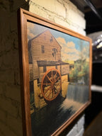 Early 20th-Century American Watermill Lithograph, c. 1905–1930 | Framed Pastoral Mill Scene