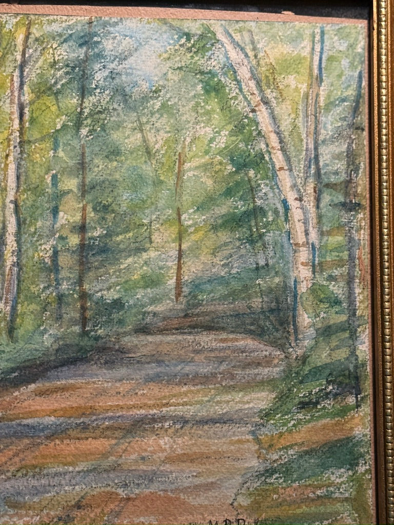 Vintage Landscape Wall Art Original Colored Pencil Drawing Framed