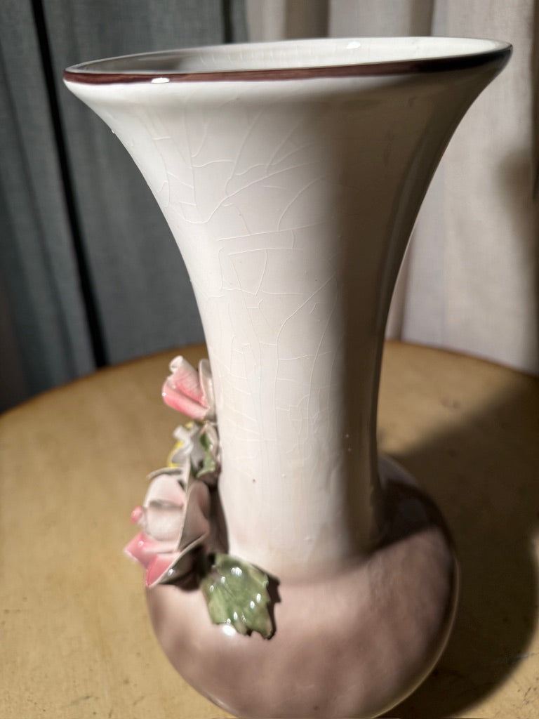 Vintage Capodimonte Porcelain Rose Vase — Naples Italy c. 1940–1955