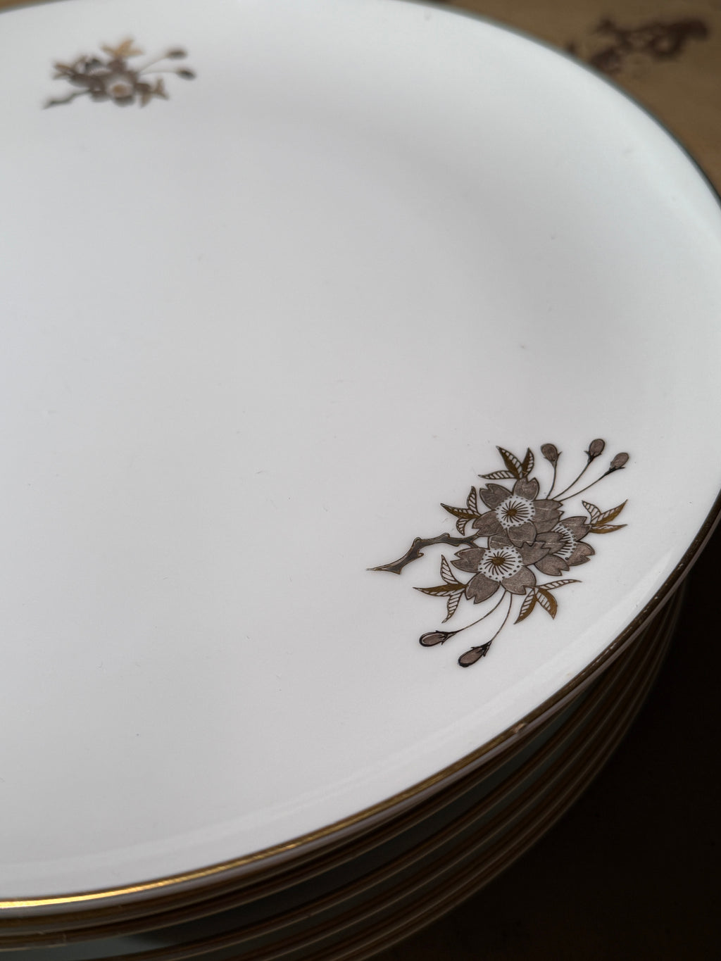 Fukagawa Arita Porcelain Dinner Plates Gold Floral Japan