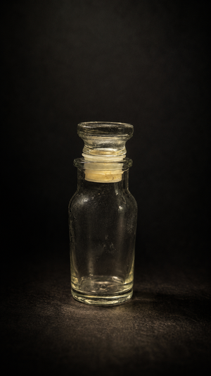 Small Clear Glass Apothecary Bottle with Ground Stopper, c. 1940s