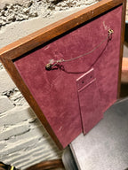 Mid Century Wood Tabletop Picture Frame with Green Textured Insert, c. 1940s-60s