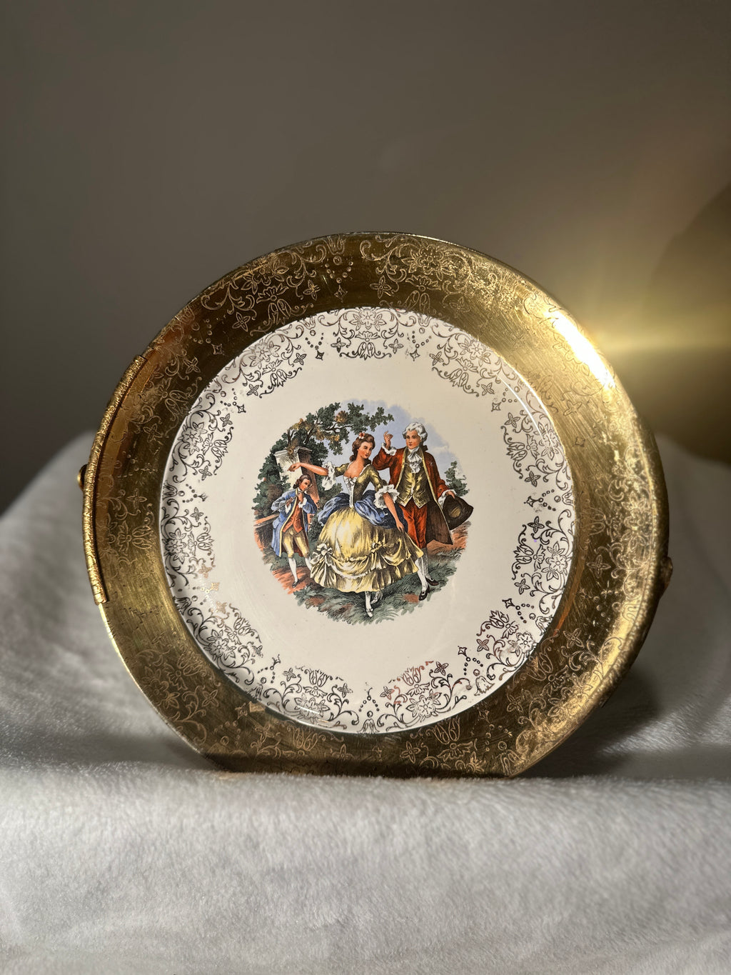 Sabin Crest-O-Gold 22K Porcelain Handled Tray & Bowl Set, c. 1940s–1960s