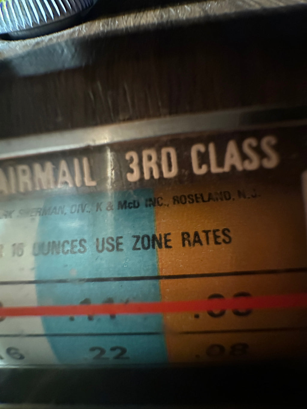 Park Sherman Postal Scale with 1968 Rates, c. 1960s