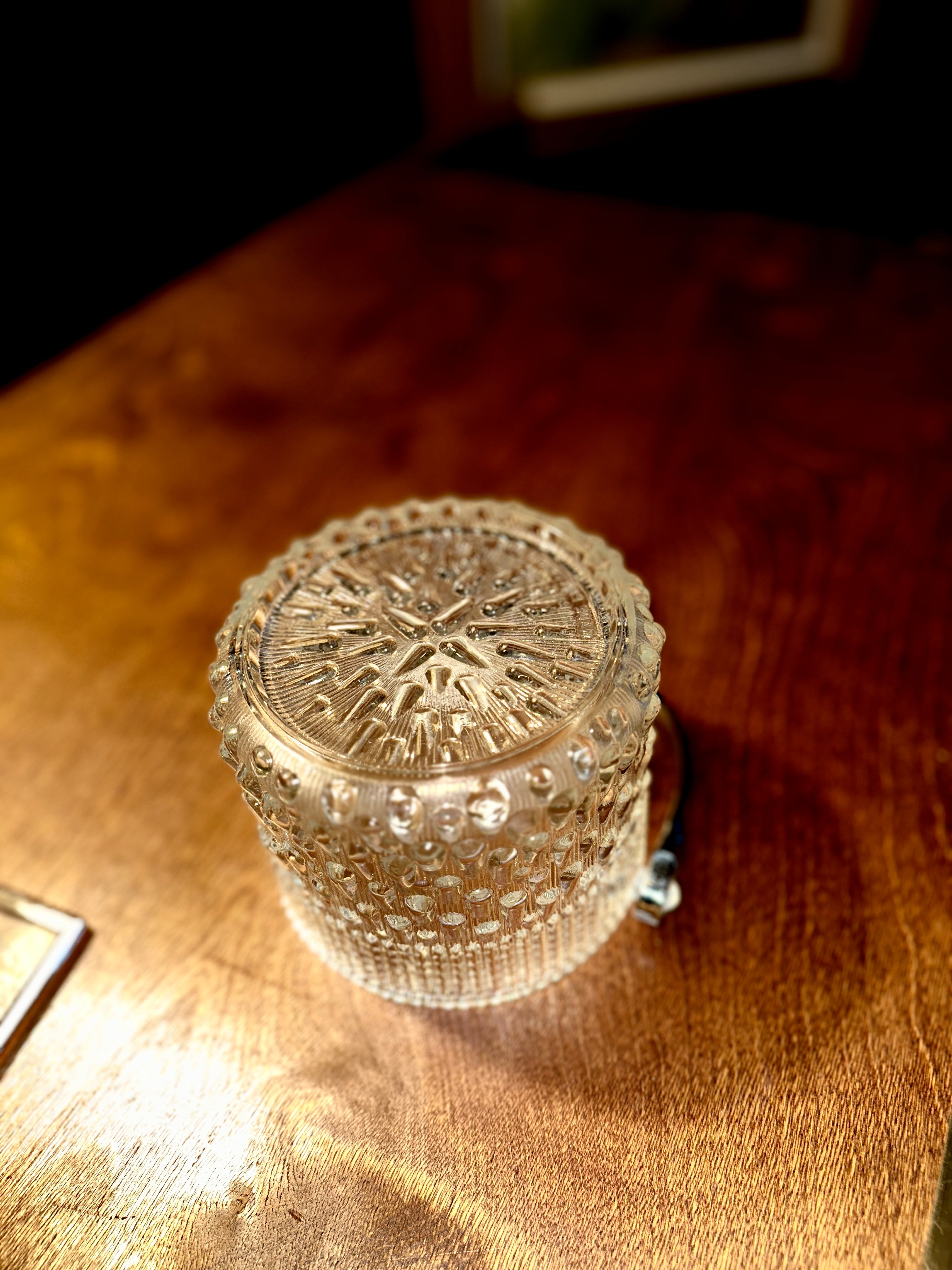 Mid-Century French Teleflora Crystal Floral Basket with Handle, c. 1960s–1970s