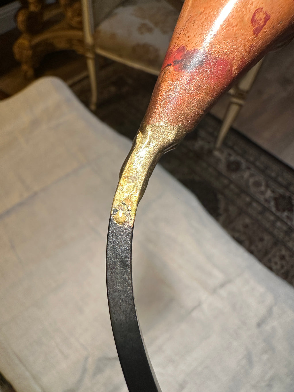 Vintage Hand-Forged Iron Candle Snuffer with Calla Lily Cone, c. 1930s–1950s