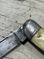 Imperial Fisherman's Toothpick Pocket Knife, Cracked Ice Celluloid with Fish Shield, Providence Rhode Island, c. 1942–1955