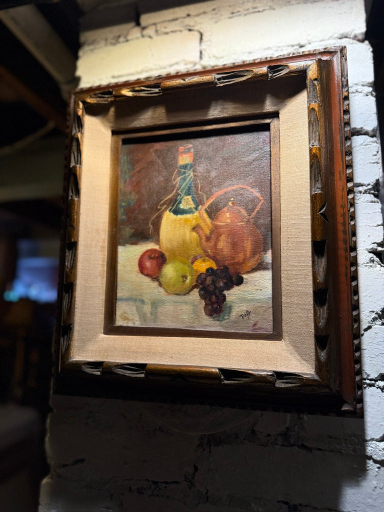 Mid-Century Still Life Oil Painting (c. 1940s–1960s) | Signed “Dolly”