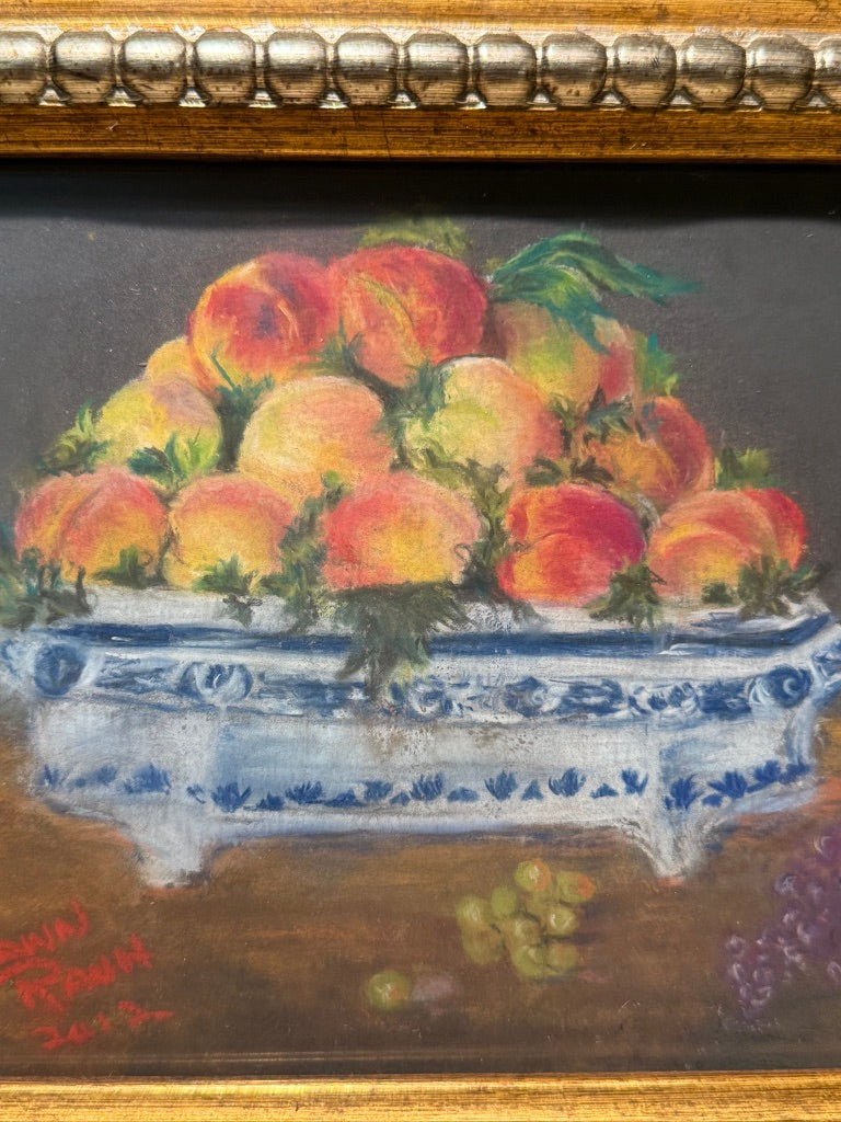 Still Life with Peaches — Signed Oil Painting by Dawn Raun (2012)