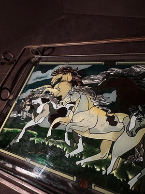 Equestrian Stained-Glass-Style Serving Tray, c. 1970s