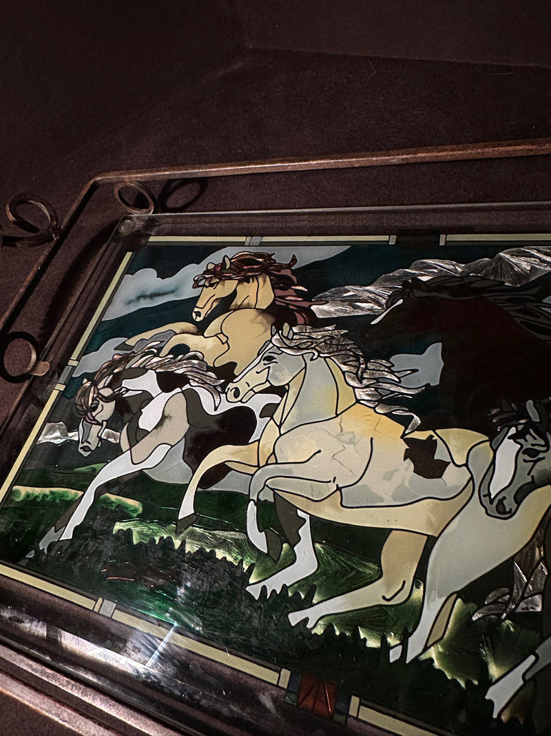 Equestrian Stained-Glass-Style Serving Tray, c. 1970s