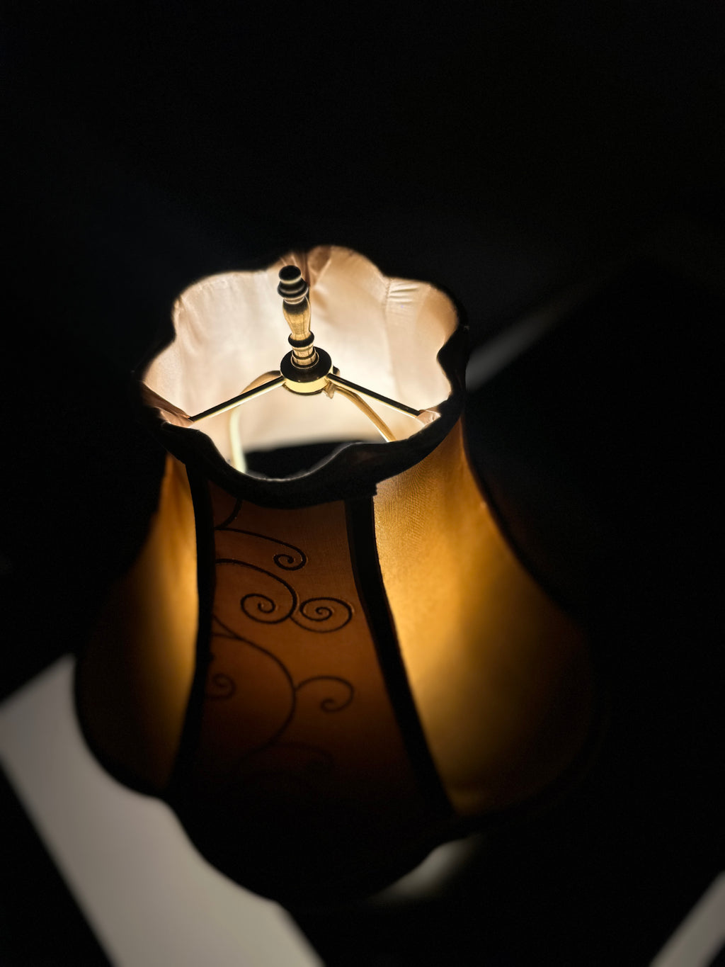 Frosted Glass Rose Globe Table Lamp with Amber Scroll Shade