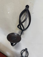Vintage Hand-Forged Iron Basket-Twist Sconces, Pair, c. 1950–1990
