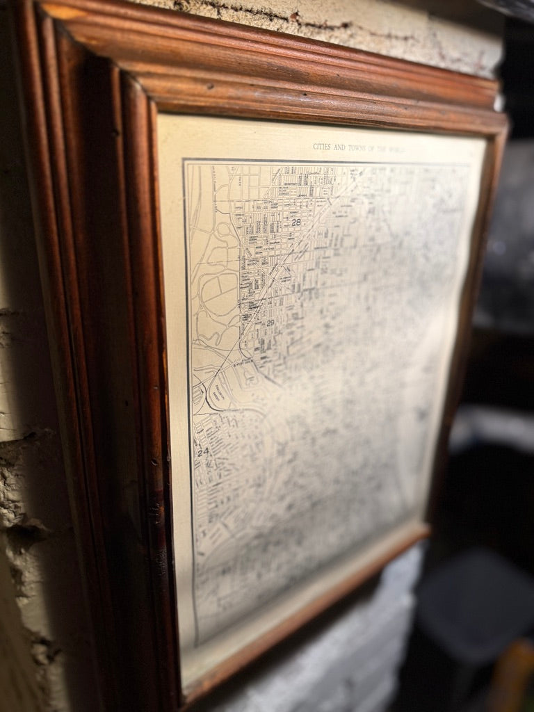 1939 Collier’s Map of Philadelphia | Framed City Map in Antique Wood Frame