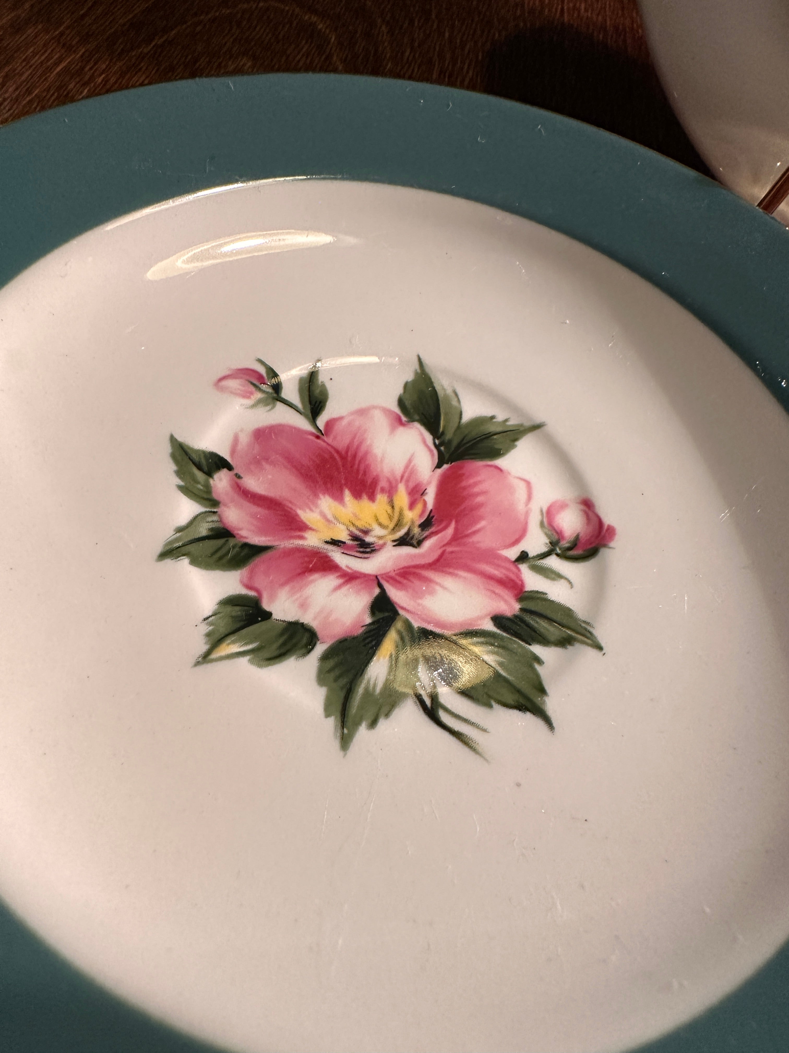 Set of 3 Vintage Century Service Vitreous China Plates in Empire Green, c. 1940s–1950s