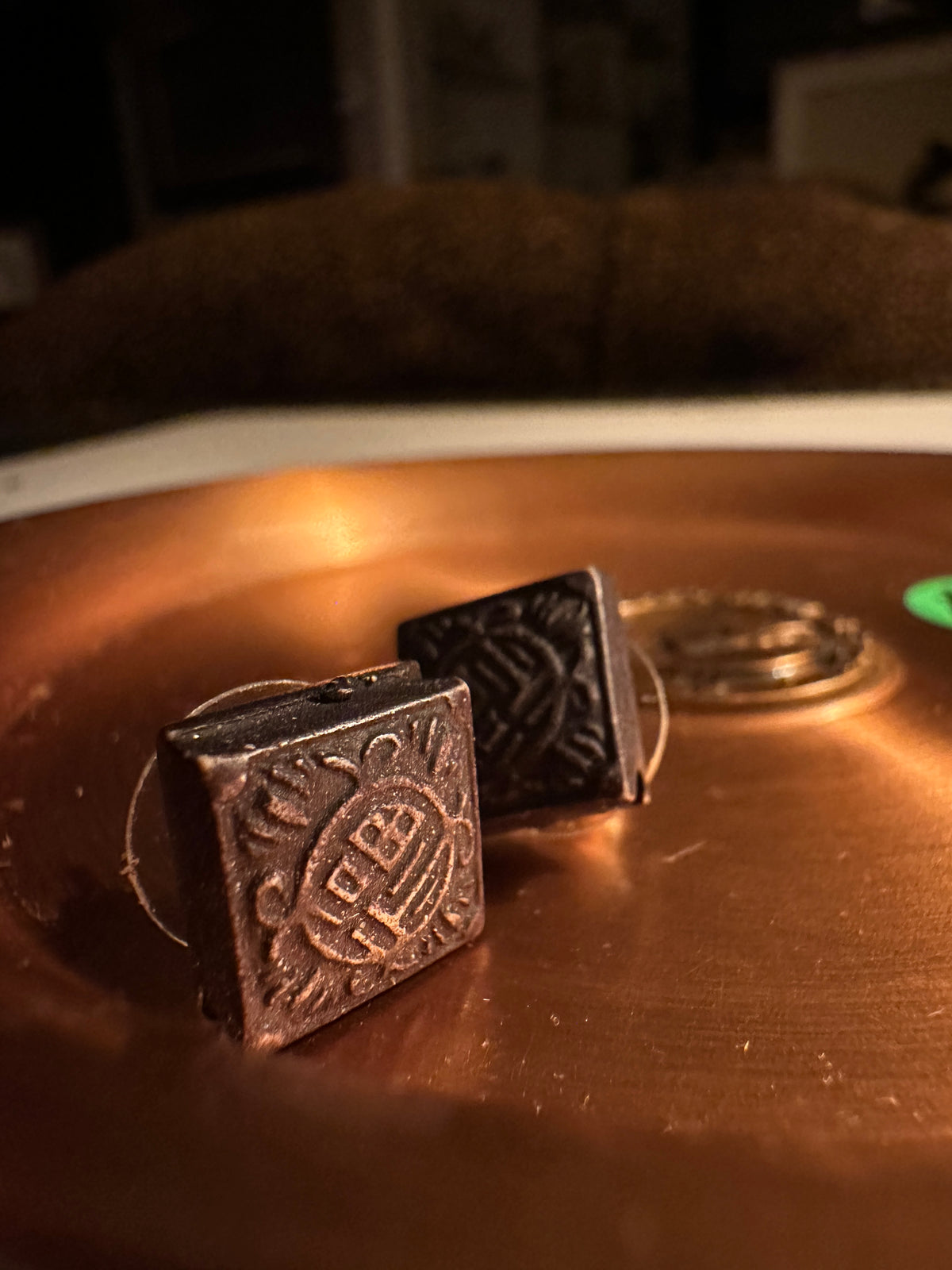 Tibetan Buddhist Amulet Stamp Earrings