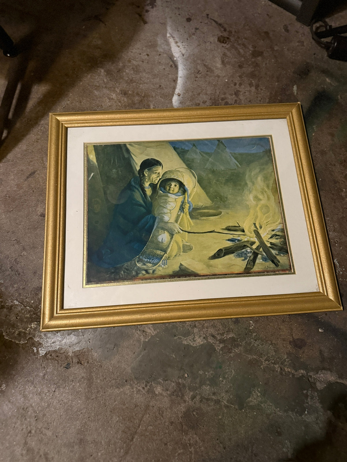 C. 1909 Chromolithograph by Wolf & Co Native Mother & Child By Louis R. Doughtery