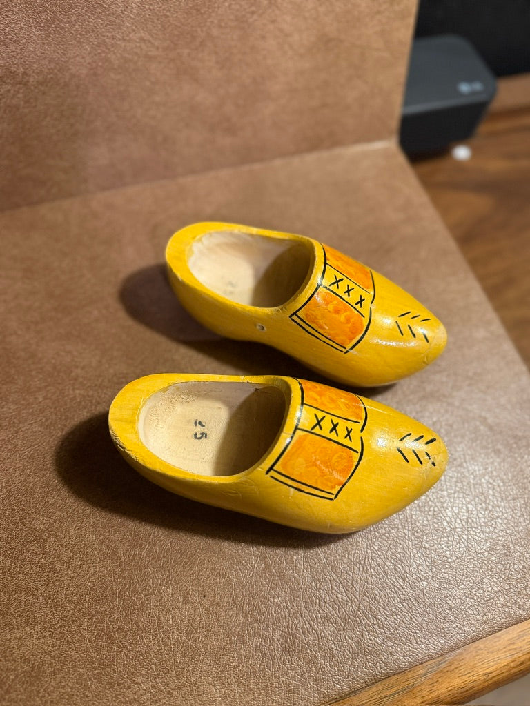 Vintage Dutch Wooden Clogs (Klompen) Hand-Painted Children's Shoes
