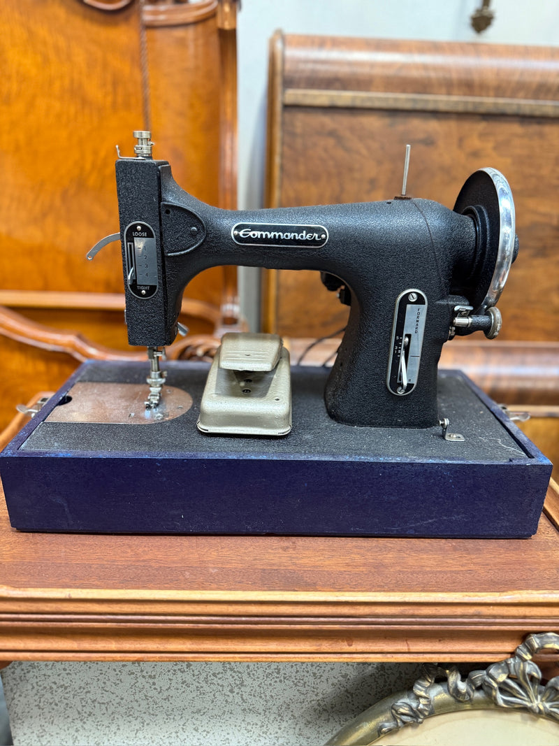 Vintage Commander Sewing Machine in Case, Class 15, c. 1950–1965