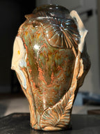 Calla Lilies in Copper Green, Signed Doyle Ceramic Vase