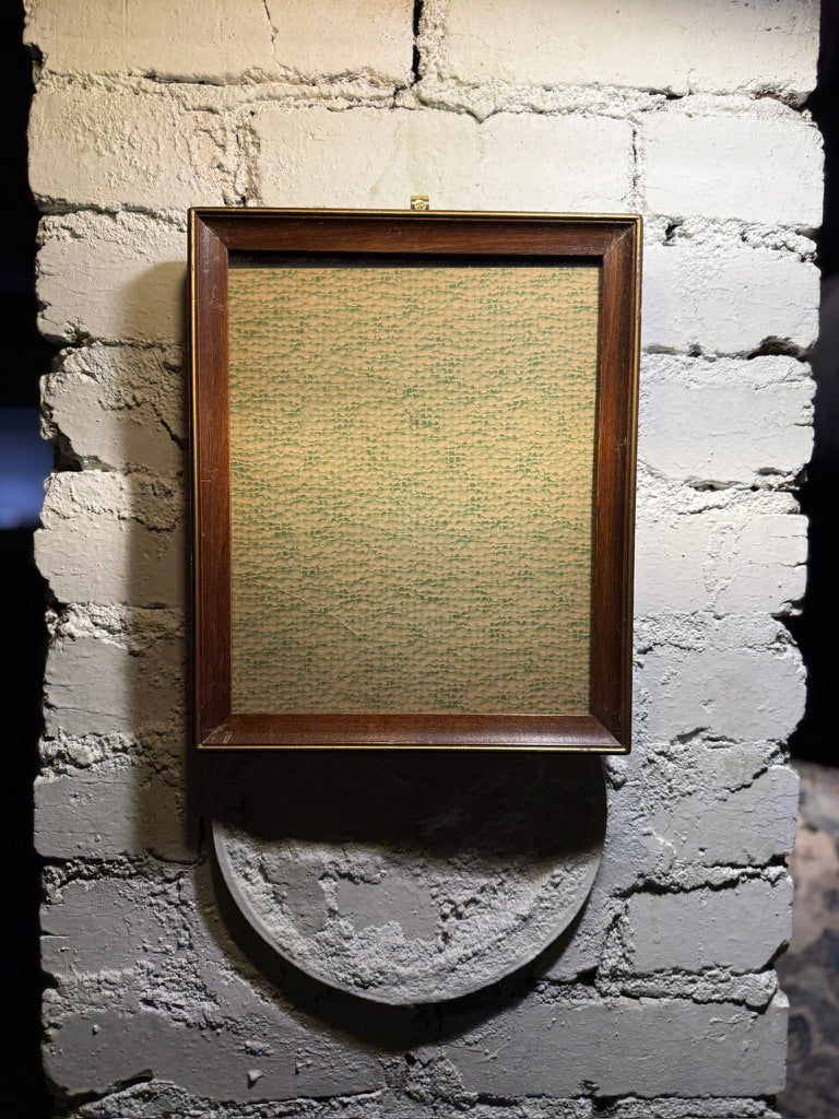 Mid Century Wood Tabletop Picture Frame with Green Textured Insert, c. 1940s-60s