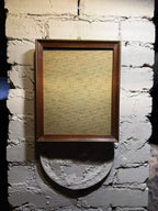 Mid Century Wood Tabletop Picture Frame with Green Textured Insert, c. 1940s-60s