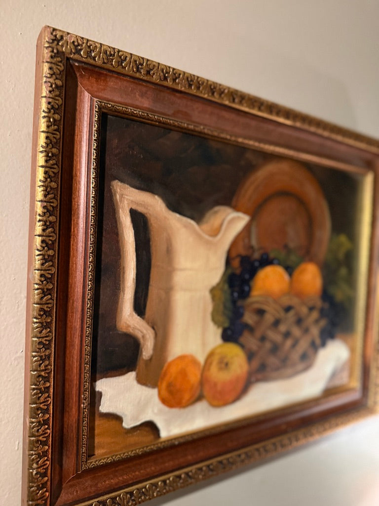 Vintage Fruit Still Life Oil Painting Signed Linda Z (c. 1977)