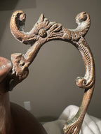 Large Hammered Copper Amphora Urn Vase with Ornate Cast Handles, c. 1930s–1950s