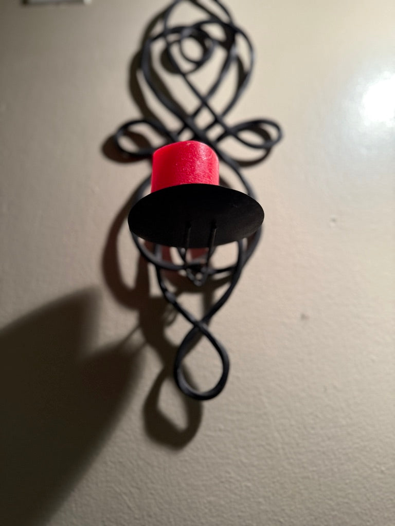 Pair of Antique Forged Iron Candle Wall Sconces, Gothic Revival / Arts & Crafts, c. 1890–1920