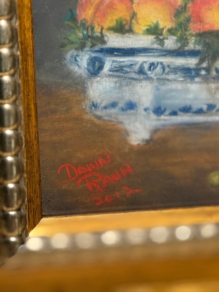 Still Life with Peaches — Signed Oil Painting by Dawn Raun (2012)