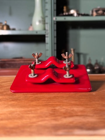 Vintage Red Rubber-Coated Steel Fishing Rod Rack, c. 1955–1980