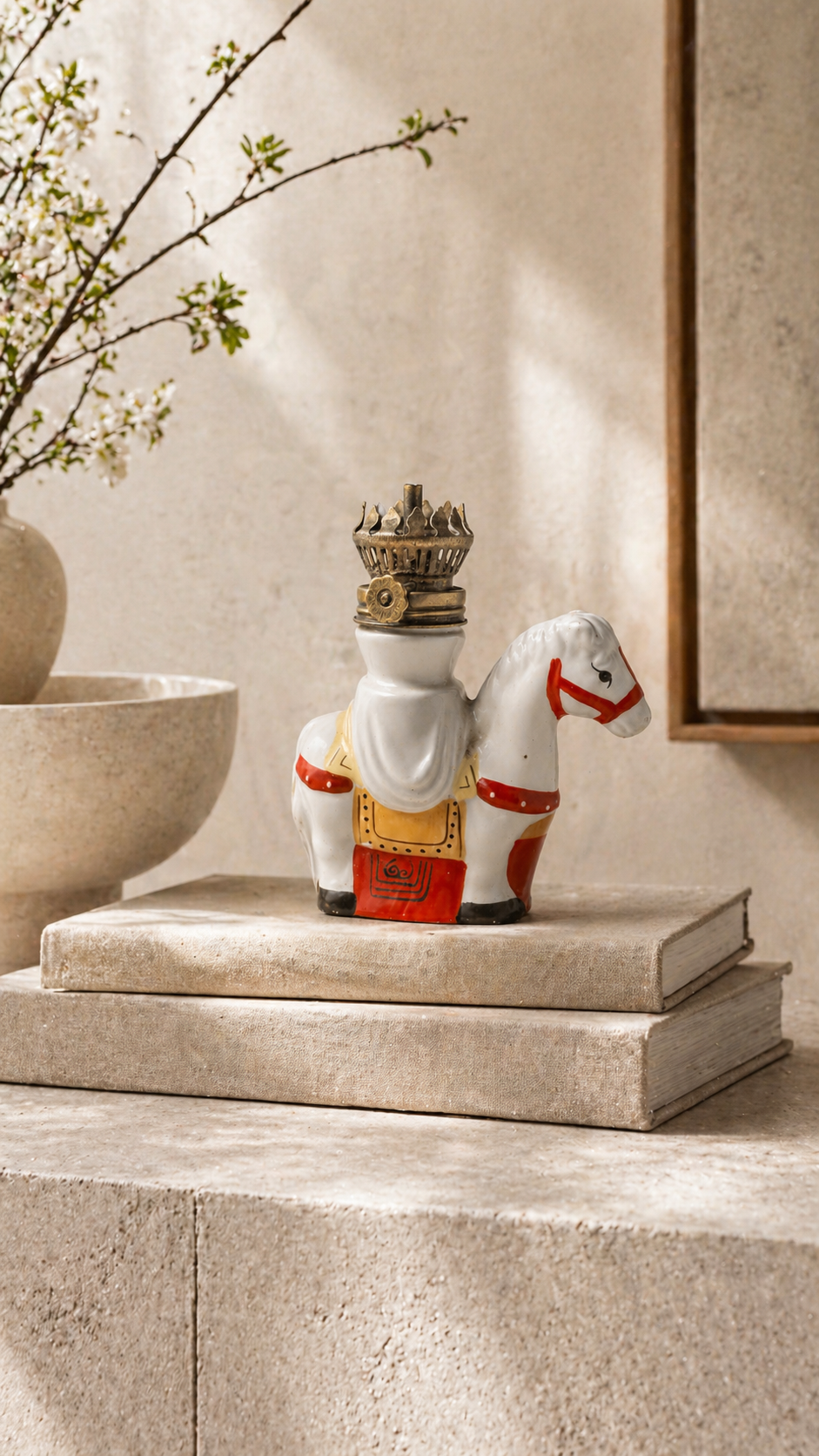 Vintage Figural Horse Oil Lamp c. 1940s–1960s