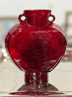Ruby Crackle Glass Moon Flask, Chinese-Taste Applied Ring Handles, c. 1950–1970