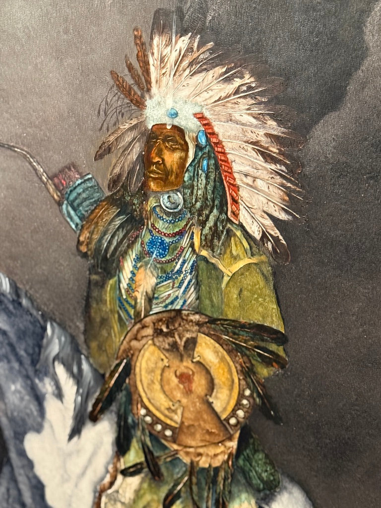 Early 20th Century Western Horseback Figure Painting Signed F. Nielson