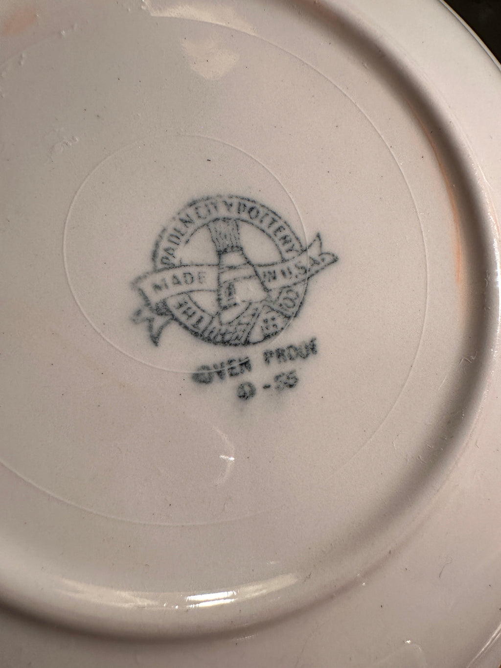 Vintage Knowles Oven-Proof Porcelain Dessert Plate with Pink Rose Motif, c. 1950s The Paden City Pottery Co.
