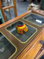 Russian Khokhloma Lacquered Wooden Dish, Gold Ground with Strawberries and Rowan over Black, Turned and Hand-Painted, c. 1960–1985
