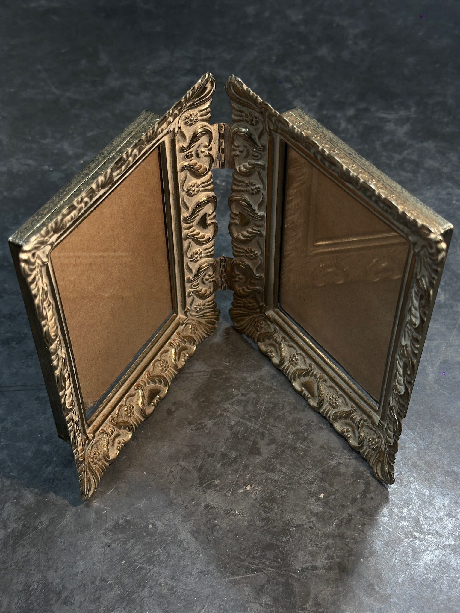 Mid Century Picture Frame, c. 1940s–1960s Ornate Hinged Double Frame