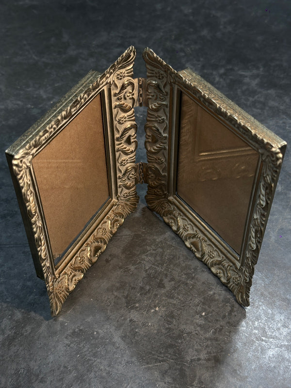 Mid Century Picture Frame, c. 1940s–1960s Ornate Hinged Double Frame